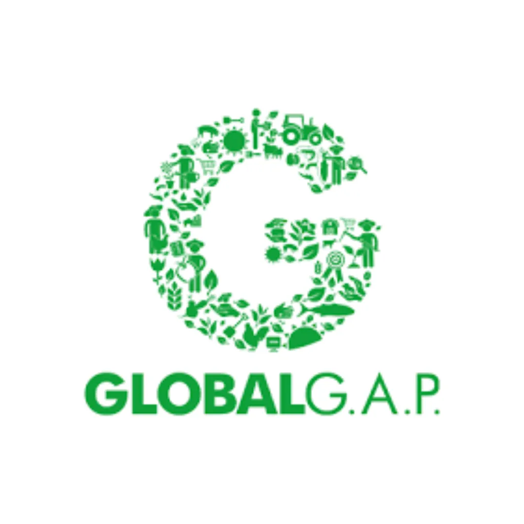 GLOBALG.A.P. (Good Agricultural Practices), un estándar global voluntario para la certificación de productos agrícolas, que abarca la inocuidad alimentaria, la sostenibilidad y el bienestar.