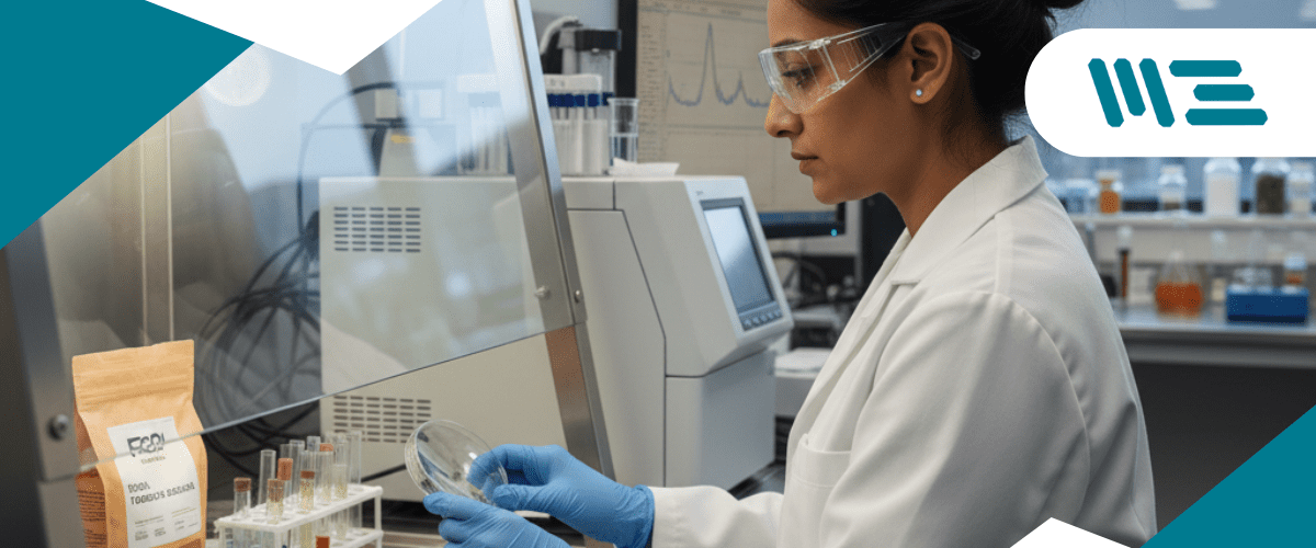 aafco-vs-fda-pet-food-afic-sris-mascota analista en laboratorio realizando pruebas microbiológicas y químicas para validar ingredientes botánicos en pet food conforme a fda